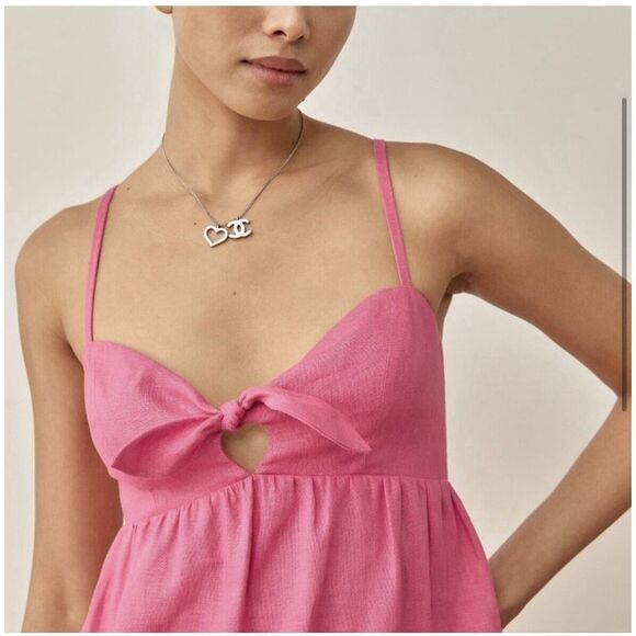 Reformation | Ryland linen mini dress | in snap dragon pink | Size 0 - Picture 4 of 12